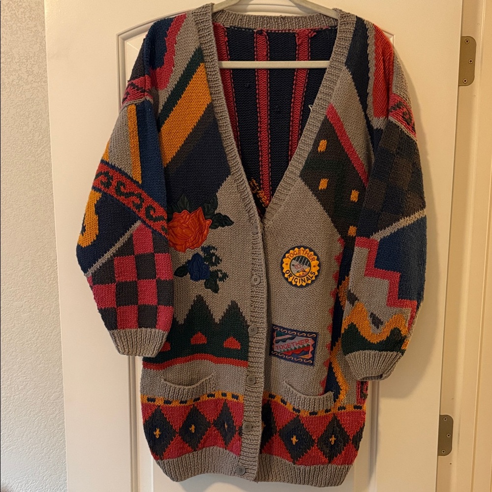 Vintage 90’s Colorful Geometric Pattern Cardigan